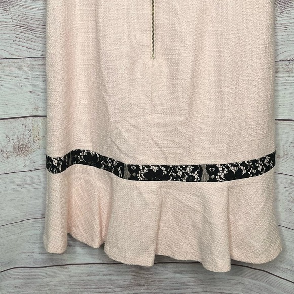 Karl Lagerfeld Paris Flounce Lace Trim Tweed Sheath Dress Blush New Size 8 - Picture 9 of 9